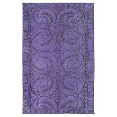 6x9 Ft Contemporary Wool Area Rug in Royal Purple, handgeknüpft in der Türkei