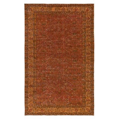 Vintage 6x9.7 Ft Vivid Orange Turkish Rug, Vibrant Colored Handmade Bohem Carpet