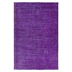 Alfombra Grande Moderna Anudada a Mano Única de 7x10,2 Pies en Morado. Alfombra turca Bohem