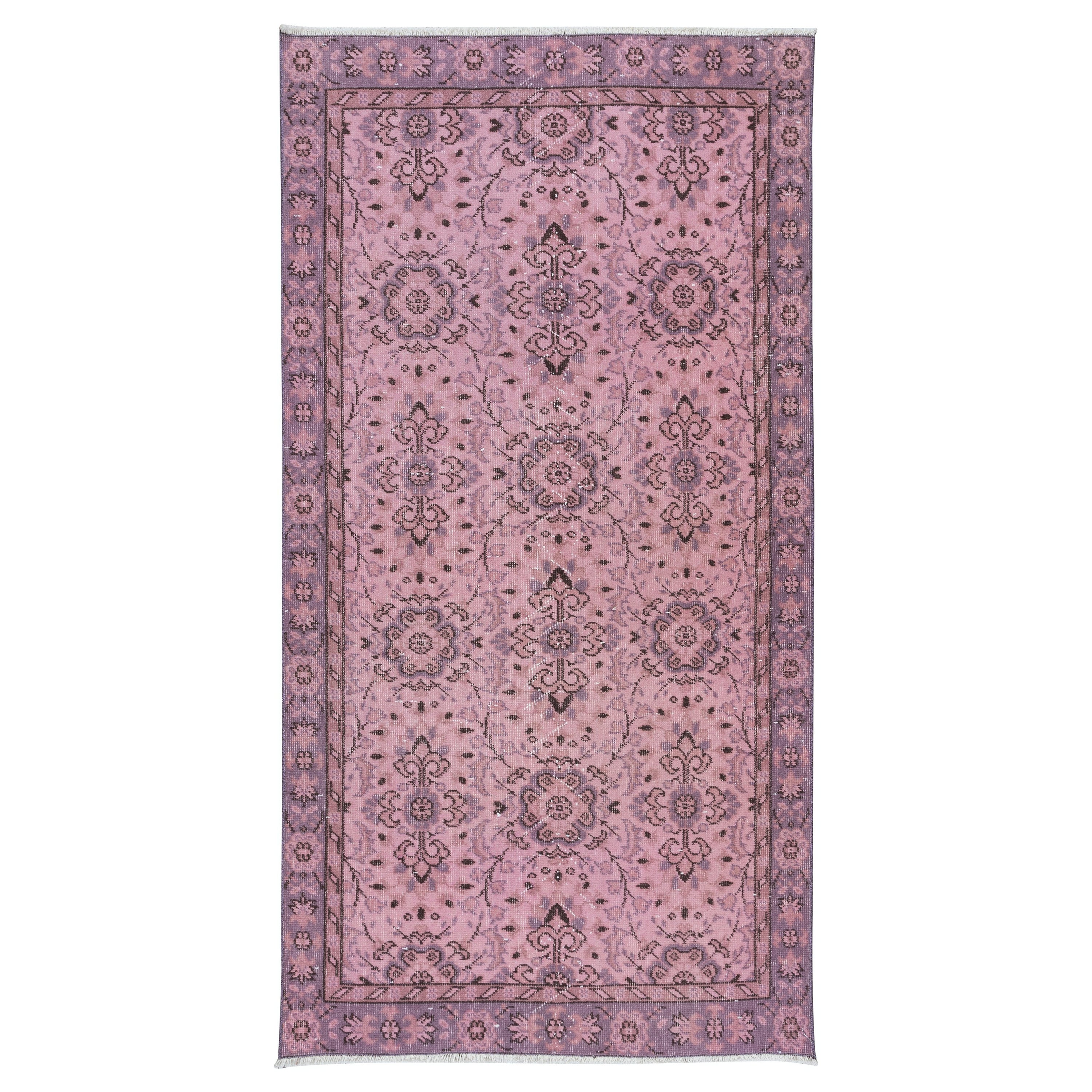 3.5x6.6 Ft Modern Handmade Pink Rug with Rustic Italian Mediterranean Style For Sale