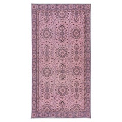 Moderner handgefertigter rosa Teppich mit 3,5x6.6 Ft im rustikalen italienischen mediterranen Stil