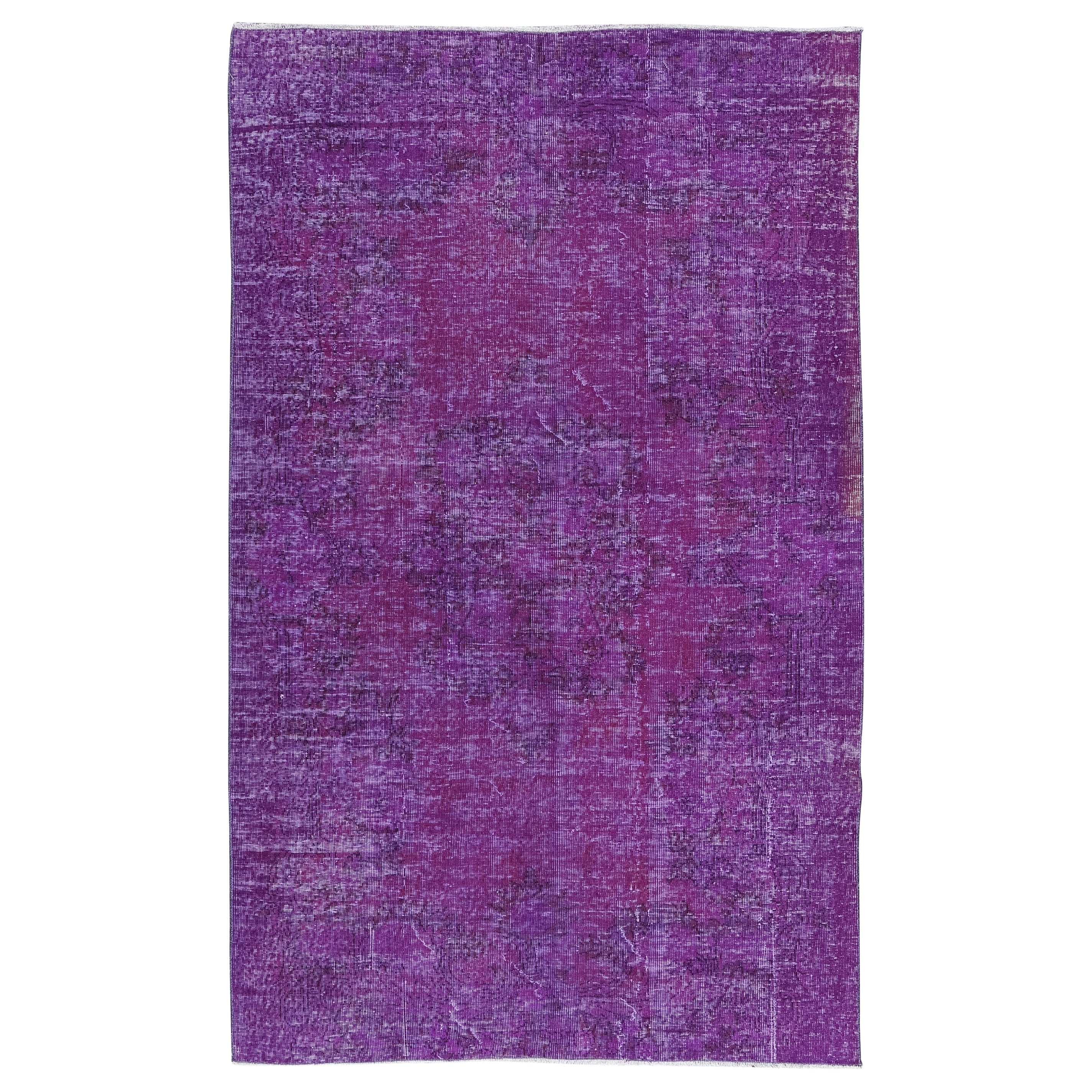 5x8 Ft One-of-a-kind Hand-Made Bohem Purple Floor Rug from Isparta / Turkey