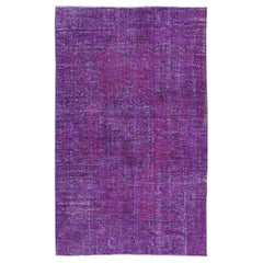 5x8 Ft Einzigartiger handgefertigter Bohem lila Bodenteppich aus Isparta / Türkei, handgefertigt