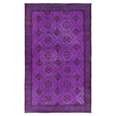 6.2x10 Ft Purple Contemporary Area Rug with Floral Design, Handknotted in Turkey