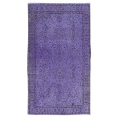 3.8x6.7 Ft Contemporary Handmade Turkish Low Pile Twitch Purple Small Rug