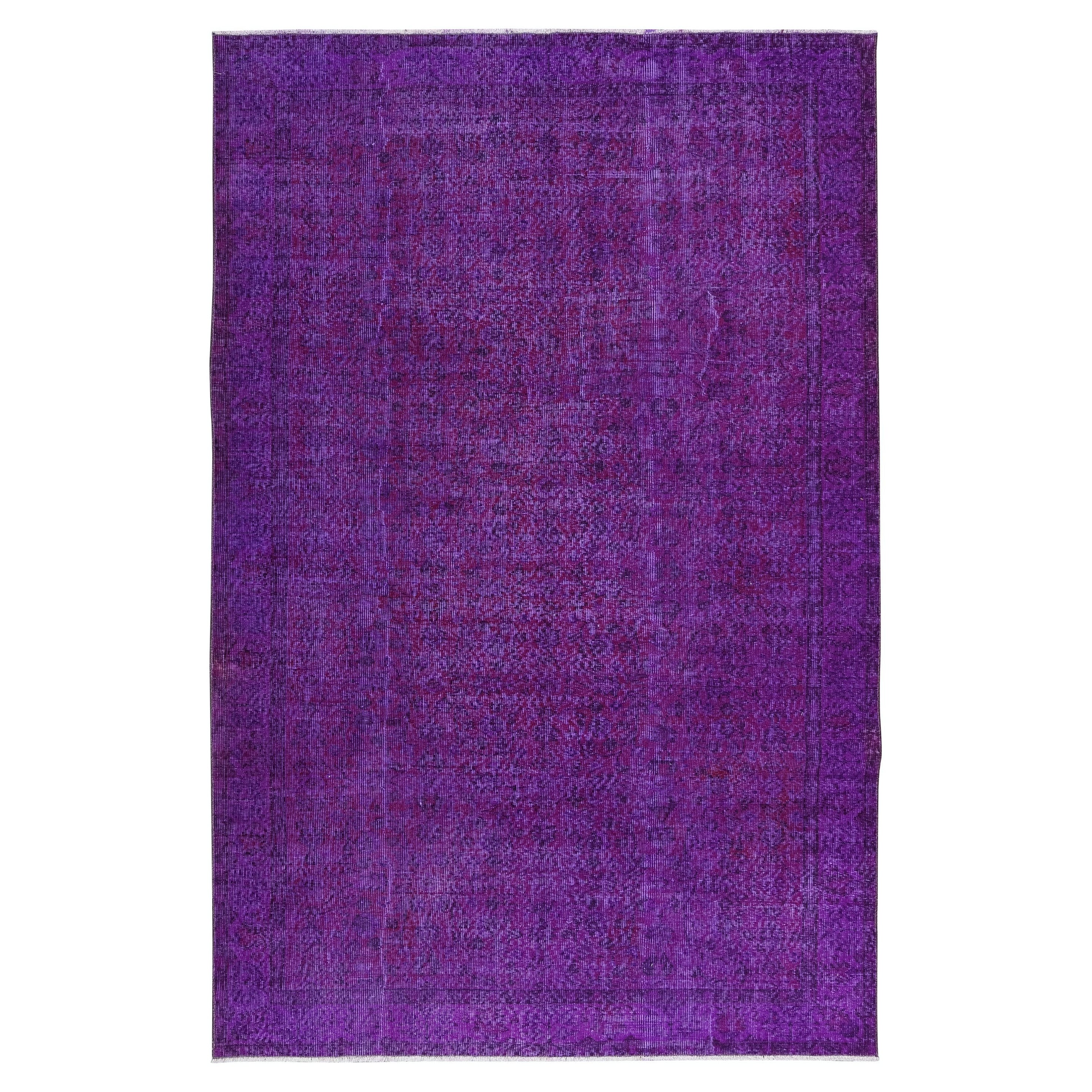 6.3x9.6 Ft Contemporary Wool Area Rug in Lila, handgeknüpft in der Türkei