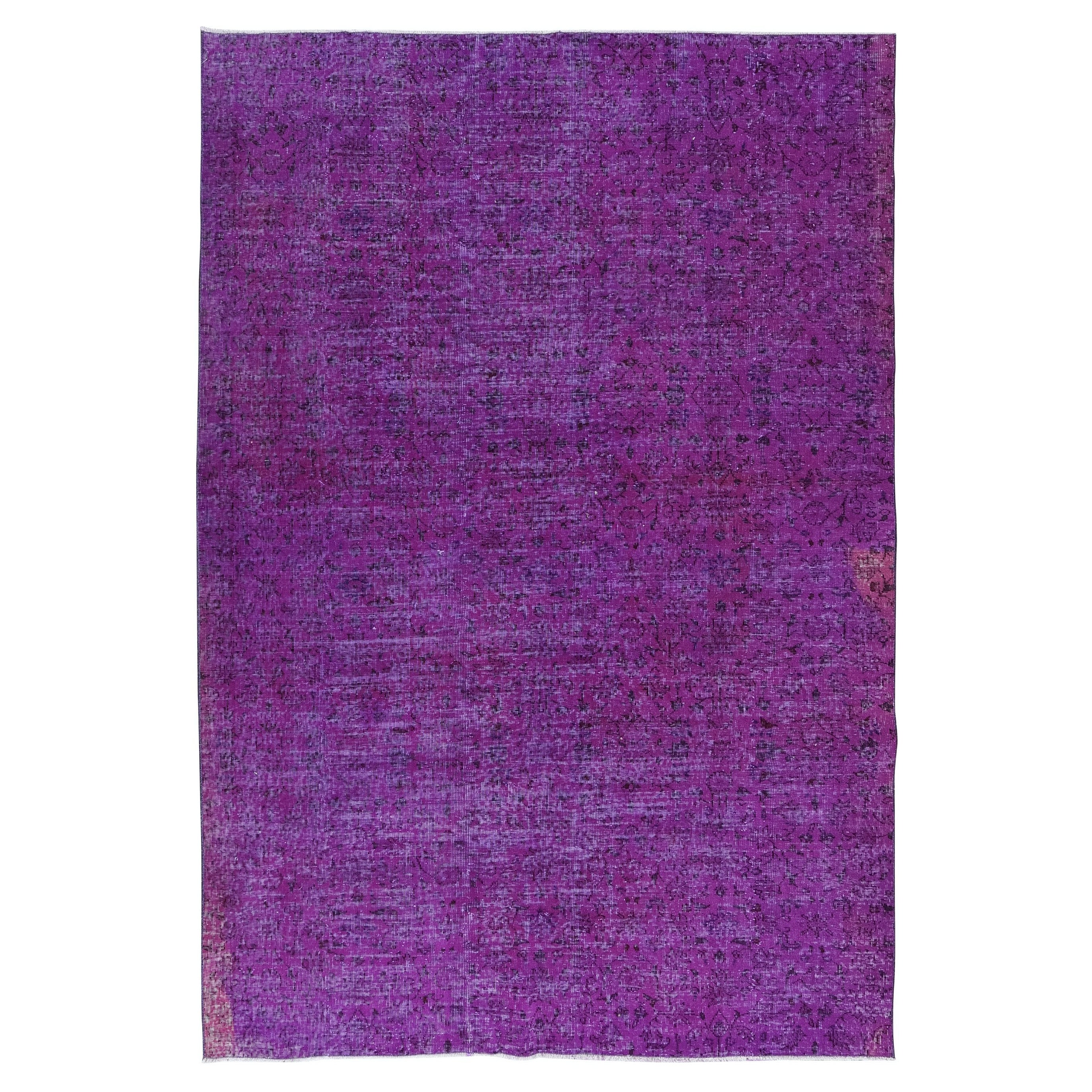 6.8x10 Ft Hand Made Floral Pattern Large Purple Rug. Ideal für moderne Inneneinrichtungen