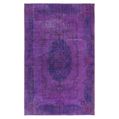 6.6x10.3 Ft Türkischer handgefertigter Teppich aus Wolle in Lila Ideal für moderne Innenräume