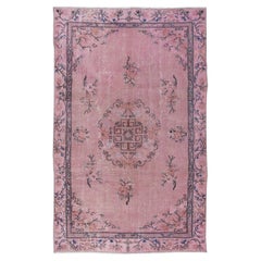 5.4x8.4 Ft Art Deco Chinese Design Light Pink Rug, Elegant Handmade Carpet