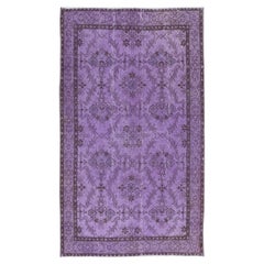 4x6.5 Ft Turkish Handmade Accent Rug in Purple, Great for Modern Interiors