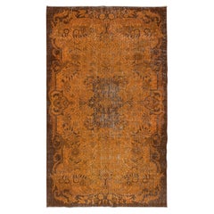 6x10 Ft Moderner handgefertigter Teppich in Orange, türkischer Vintage-Teppich, Bodenbezug