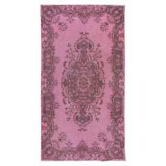 Vintage 4x7 Ft Handmade Turkish Accent Rug in Pink, Rustic Small Kitchen Rug