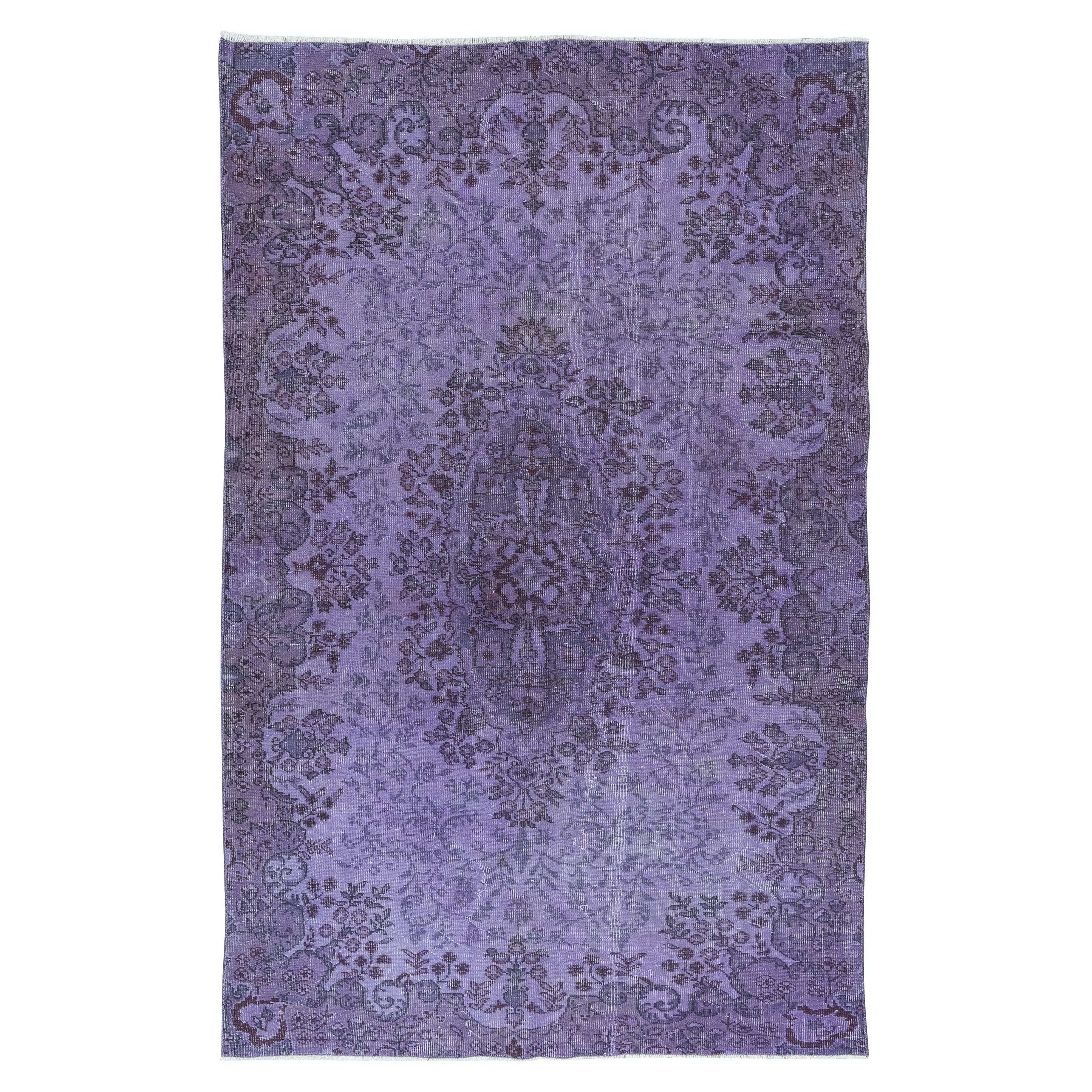 6x9 Ft Deep Purple Handmade Rug, Overdyed Turkish Carpet, Bohemian Rug