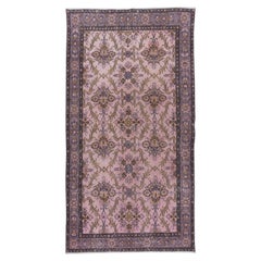 Vintage 3.8x7 Ft Handmade Turkish Light Pink Rug, Modern Home Decor Floral Carpet