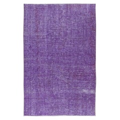Vintage 4.8x7.5 Ft Royal Purple Handknotted Room Size Area Rug. Modern Turkish Carpet