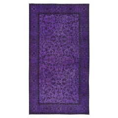 Vintage 3.8x6.8 Ft Hand Knotted Modern Violet Purple Small Rug from Isparta, Turkey