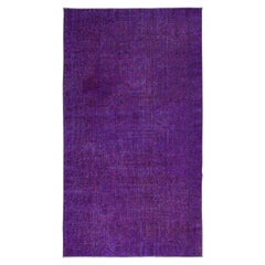 5.3x8.6 Ft Dark Purple Handmade Room Size Area Rug. Modern Floral Turkish Carpet