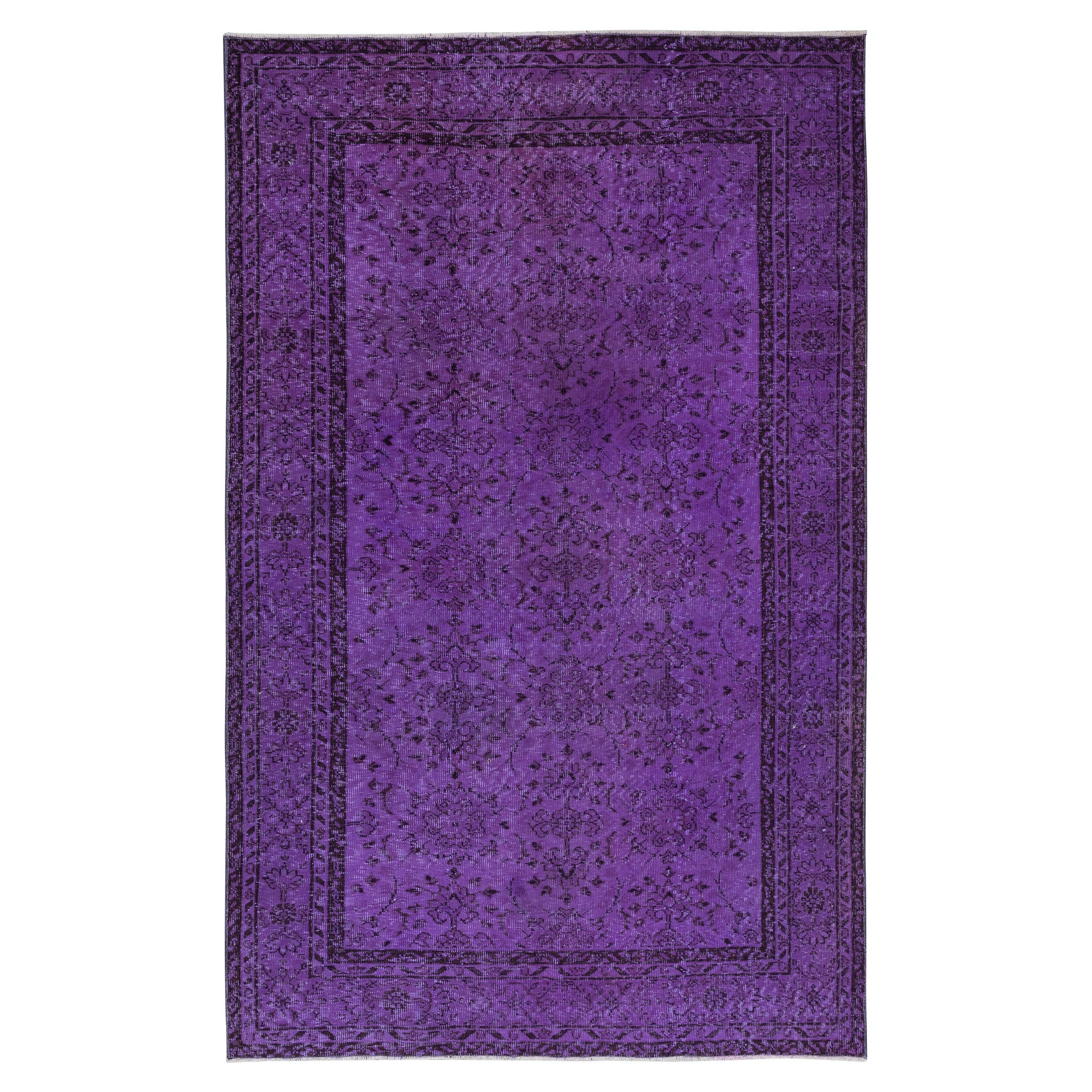 5.6x8.6 Ft Modern Hand Knotted Violet Purple Area Rug from Isparta, Turkey For Sale