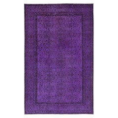 Vintage 5.6x8.6 Ft Modern Hand Knotted Violet Purple Area Rug from Isparta, Turkey