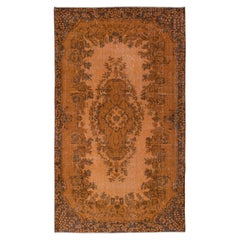 5.6x9.4 Ft Authentic Orange Rug for Modern Interiors, Handmade Anatolian Carpet