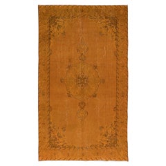 5.3x9 Ft Authentic Orange Rug for Modern Interiors, Handmade Anatolian Carpet