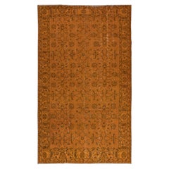 4x9,4 Ft Handgefertigter Teppich mit floralem All-Over-Design, orangefarbener türkischer Teppich