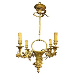 Louis XVI style bronze basket chandelier, circa 1950