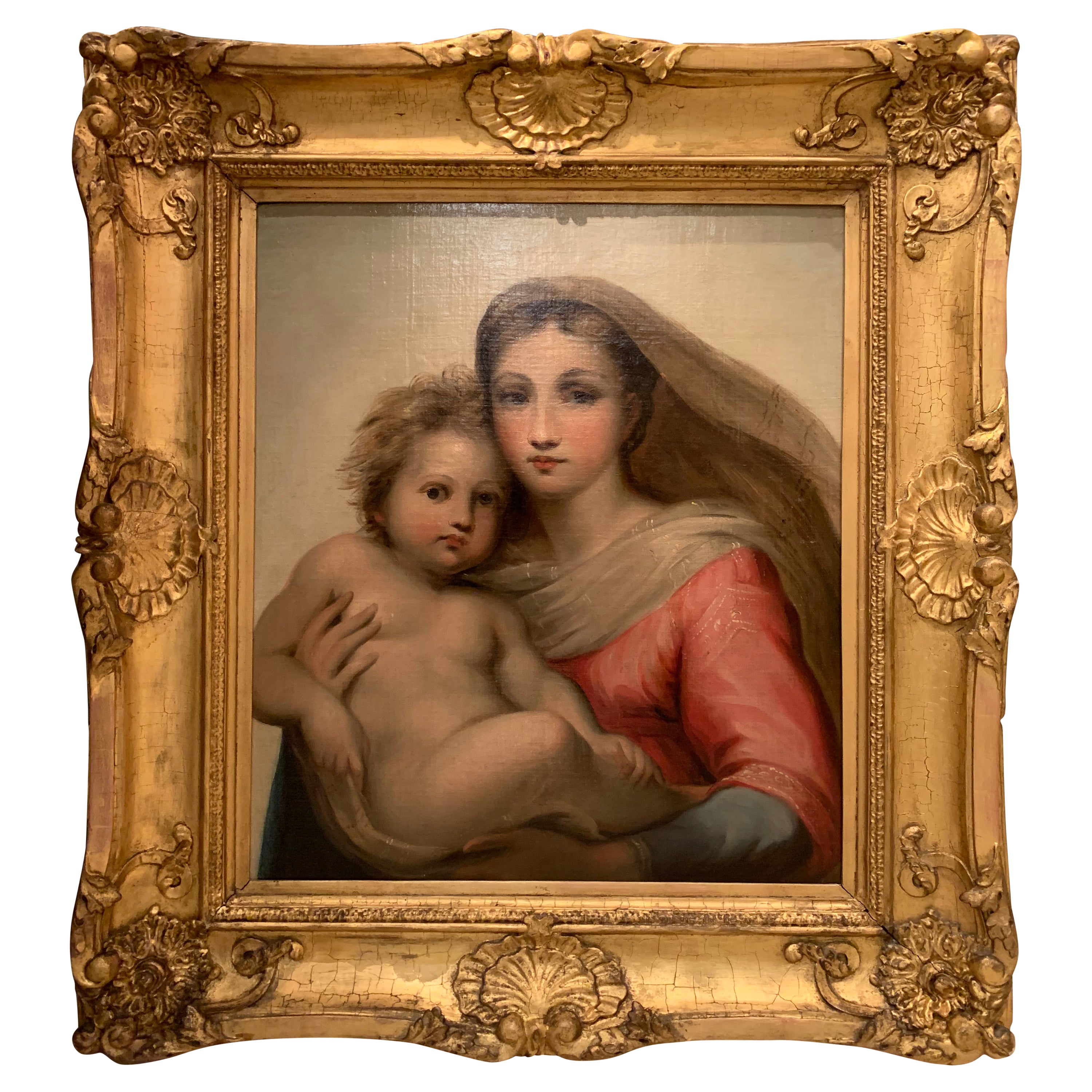 Vierge & Child "d'après Raphael, France Vers 1820