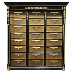 Antique Tall 24 Drawers French Cabinet Napoleon III Boulle Marble Gilt Bronze 19th Cent