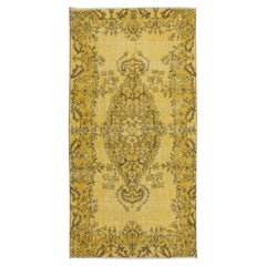 3.5x7 Ft Small Modern Yellow Wool Rug, Handknotted and Handwoven in Turkey