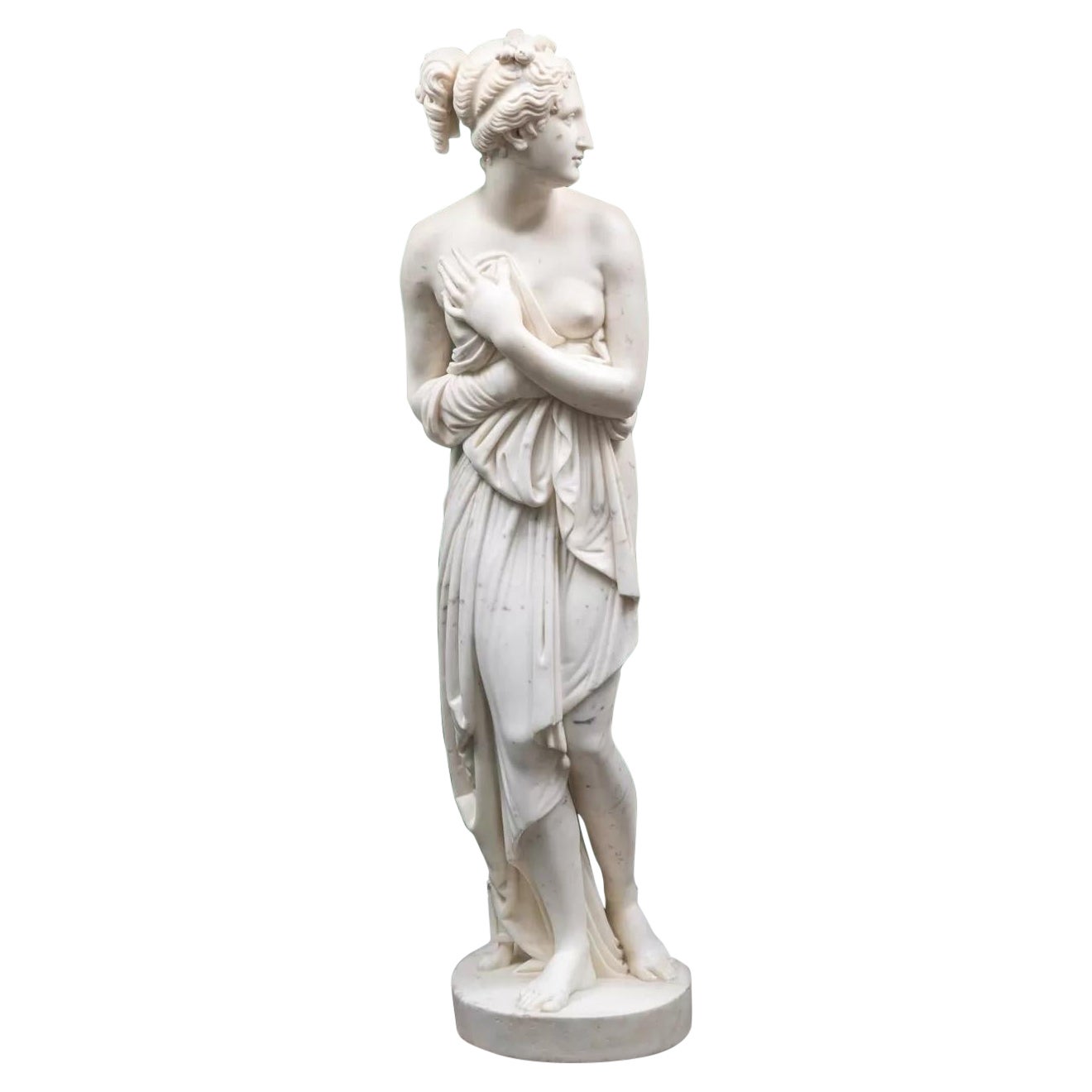 Antike statuarische Carrara-Skulptur Venus Italica nach Antonio Canova, Italien  im Angebot