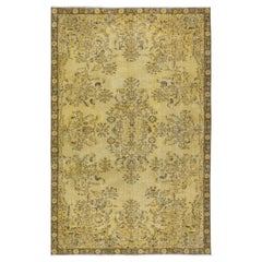 5.7x9.5 Ft Modern Hand Knotted Turkish Wool Area Rug Re-Dyed in Yellow