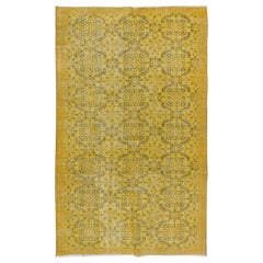 5.3x8.5 Ft handgefertigter türkischer Teppich in Gelb, großartig für moderne Innenräume