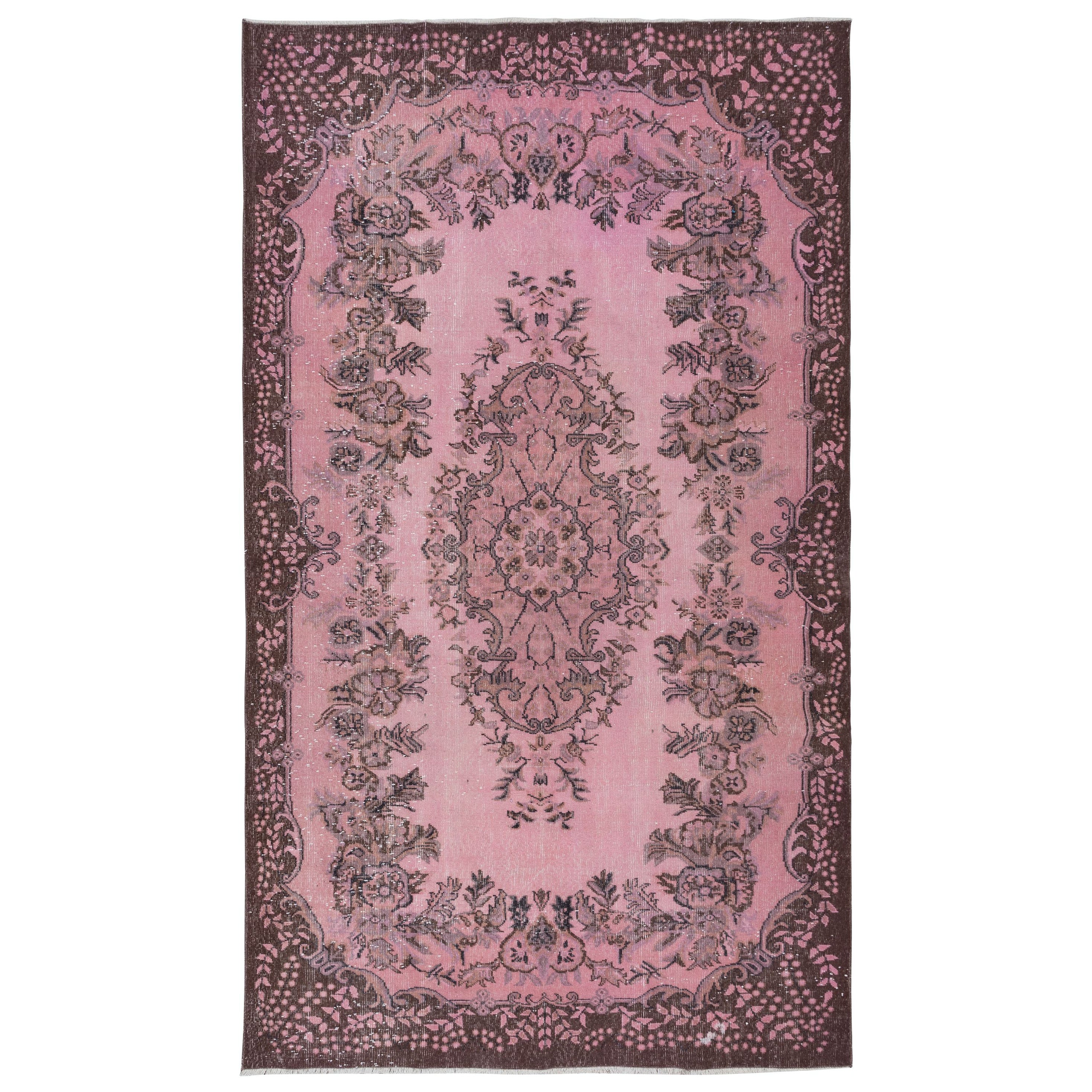 6x9.8 Ft Pink Area Rug for Modern Interiors, Handmade Turkish Carpet (tapis turc fait à la main) en vente