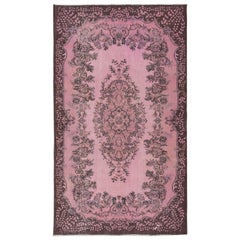 6x9.8 Ft Pink Area Rug for Modern Interiors, Handmade Turkish Carpet