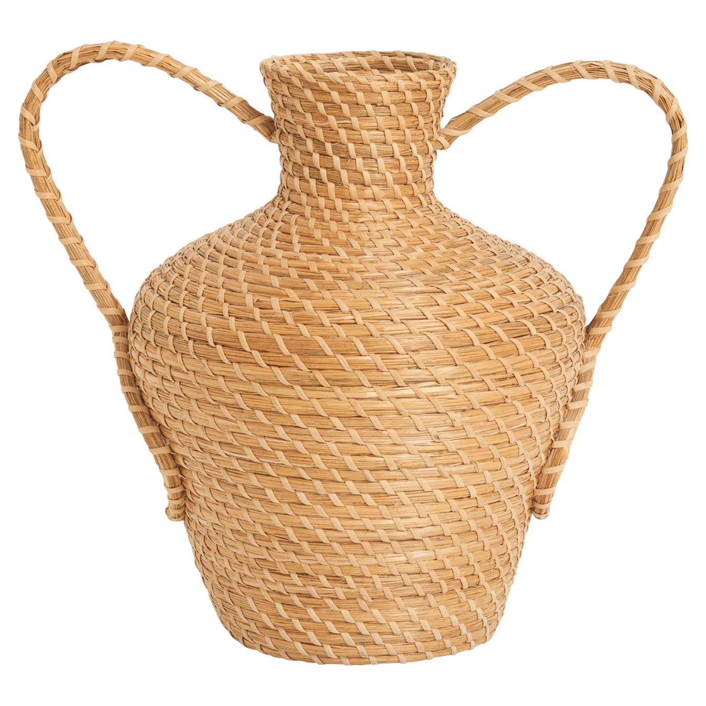 Große Raffia-Urne aus Raffia im Angebot