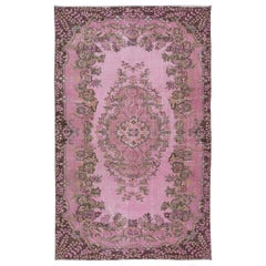 6x10 Ft Rose Pink Handmade Wool Area Rug from Turkey, Great 4 Modern Interiors