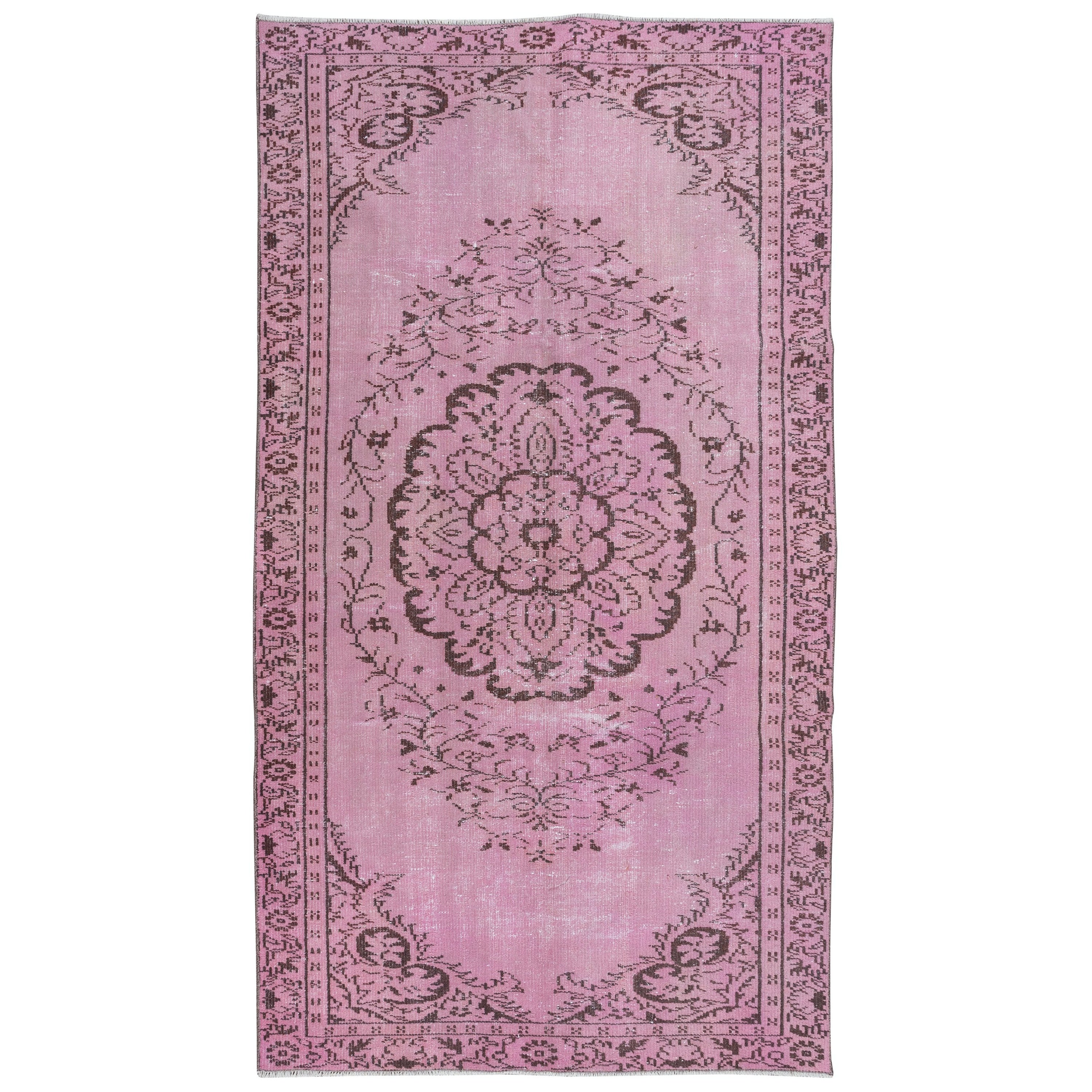 5x8.8 Ft Light Pink Decorative Handmade Turkish Area Rug for Modern Interiors