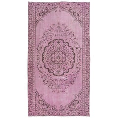 Vintage 5x8.8 Ft Light Pink Decorative Handmade Turkish Area Rug for Modern Interiors
