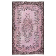 Vintage 6x10 Ft Handmade Turkish Area Rug in Light Pink, Living Room Carpet, Kitchen Rug