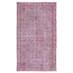 Vintage 6x9.4 Ft Chinese Art Deco Rug in Pink, Handmade Carpet, Ideal 4 Modern Interiors