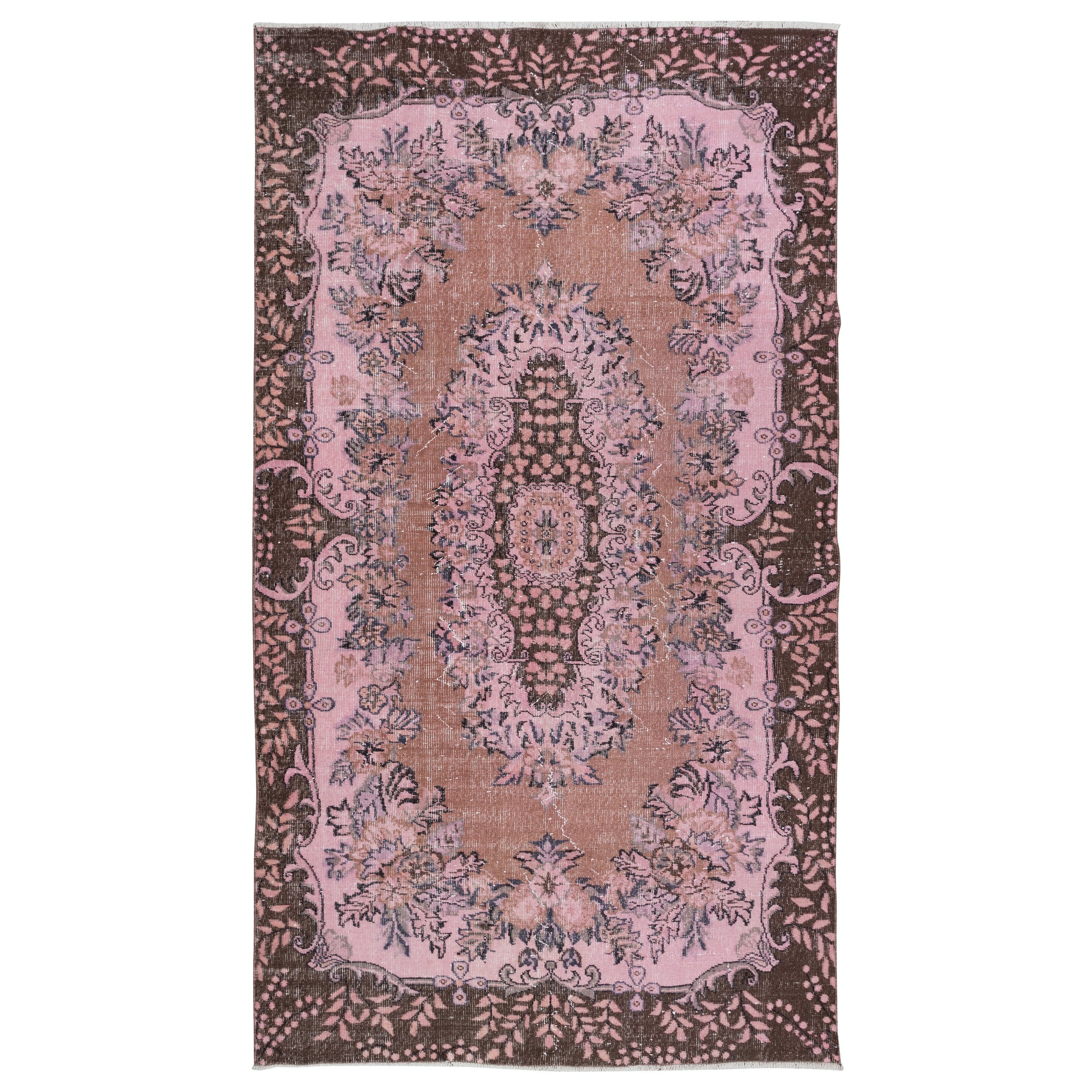 5.7x10 Ft Pink Floor Rug, Handmade Turkish Carpet, Great 4 Modern Interiors For Sale