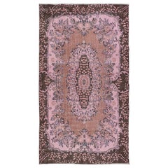 Vintage 5.7x10 Ft Pink Floor Rug, Handmade Turkish Carpet, Great 4 Modern Interiors