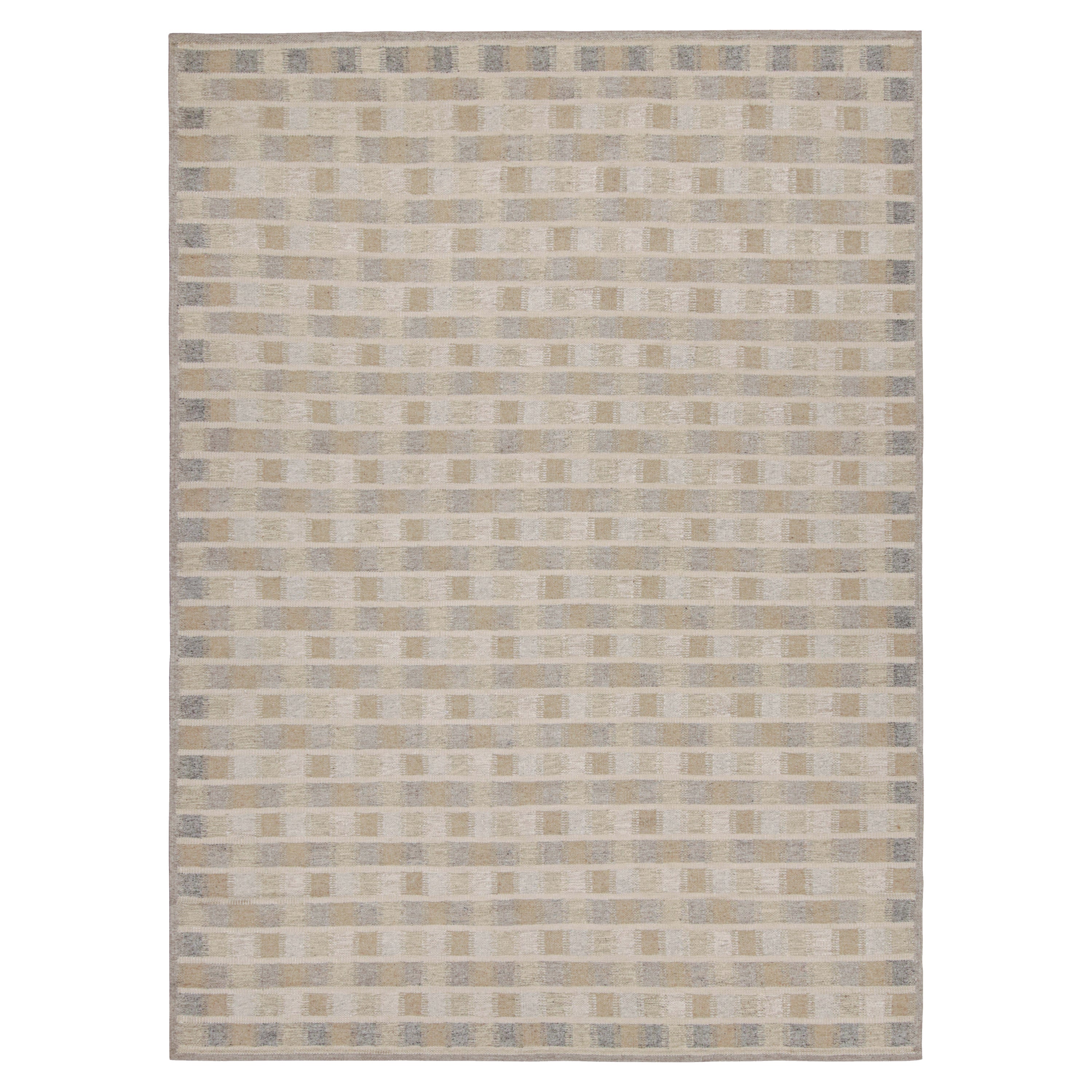 Rug & Kilim’s Scandinavian Style Rug with Beige-Brown Geometric Patterns