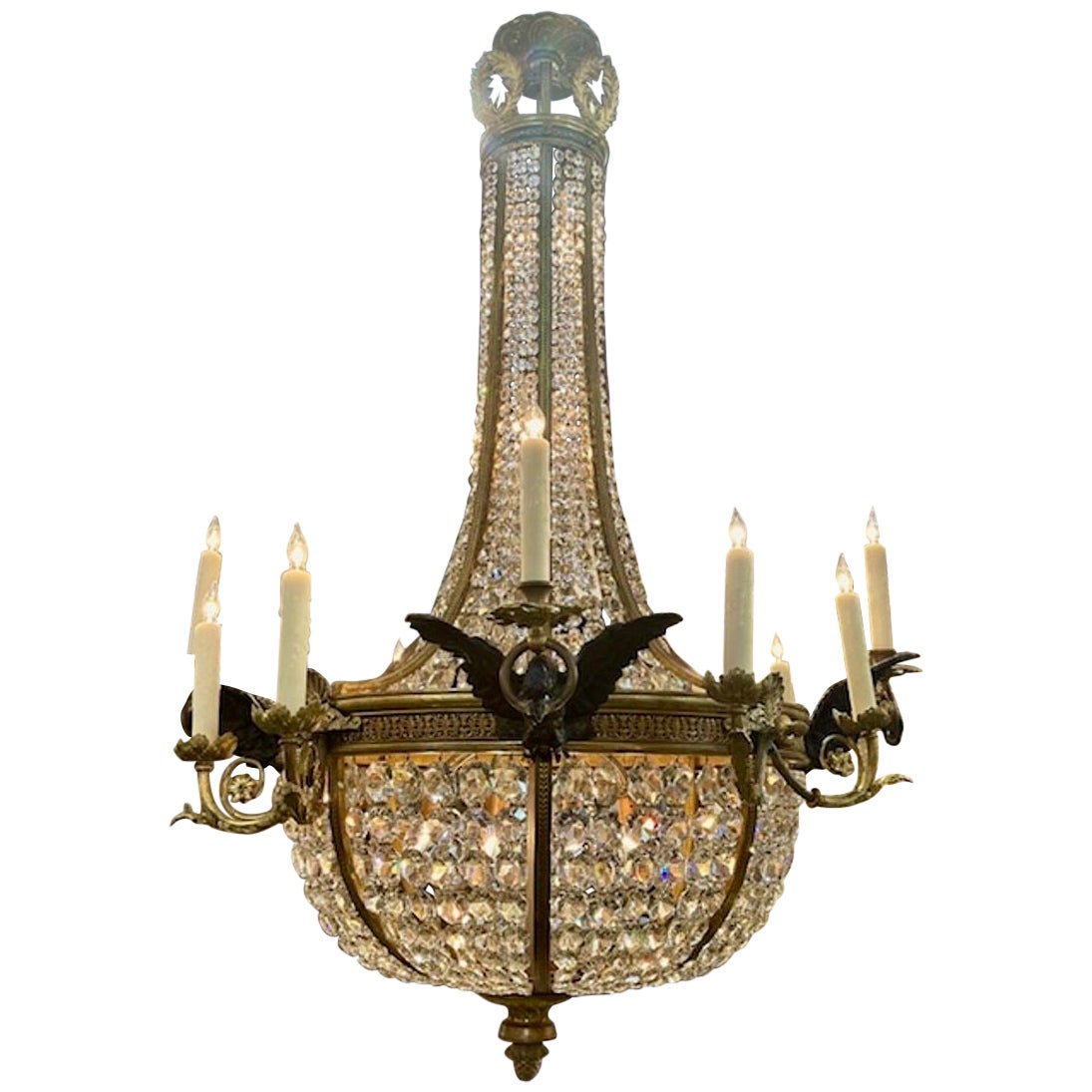 Lustre Empire français en bronze doré