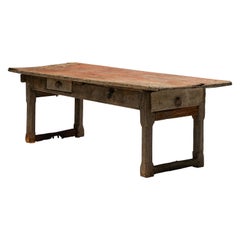 Antique Rustic Travail Populaire Dining Table, France, Early 19th Century