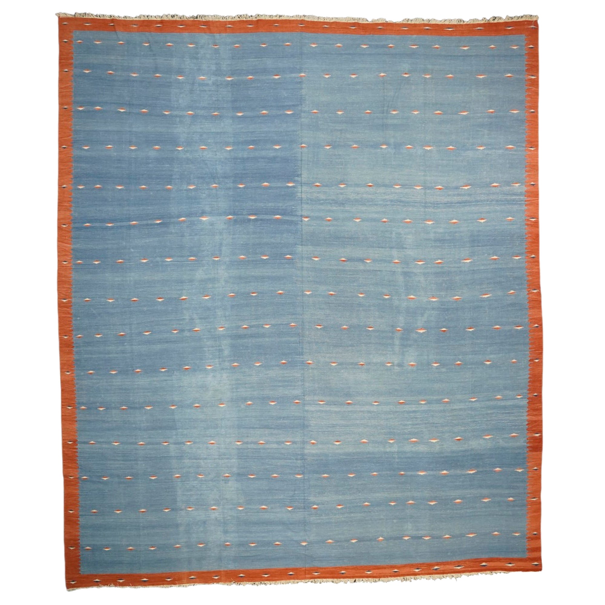 Vintage Dhurrie Vintage-Teppich in Hellblau mit geometrischen Mustern, von Rug & Kilim    im Angebot