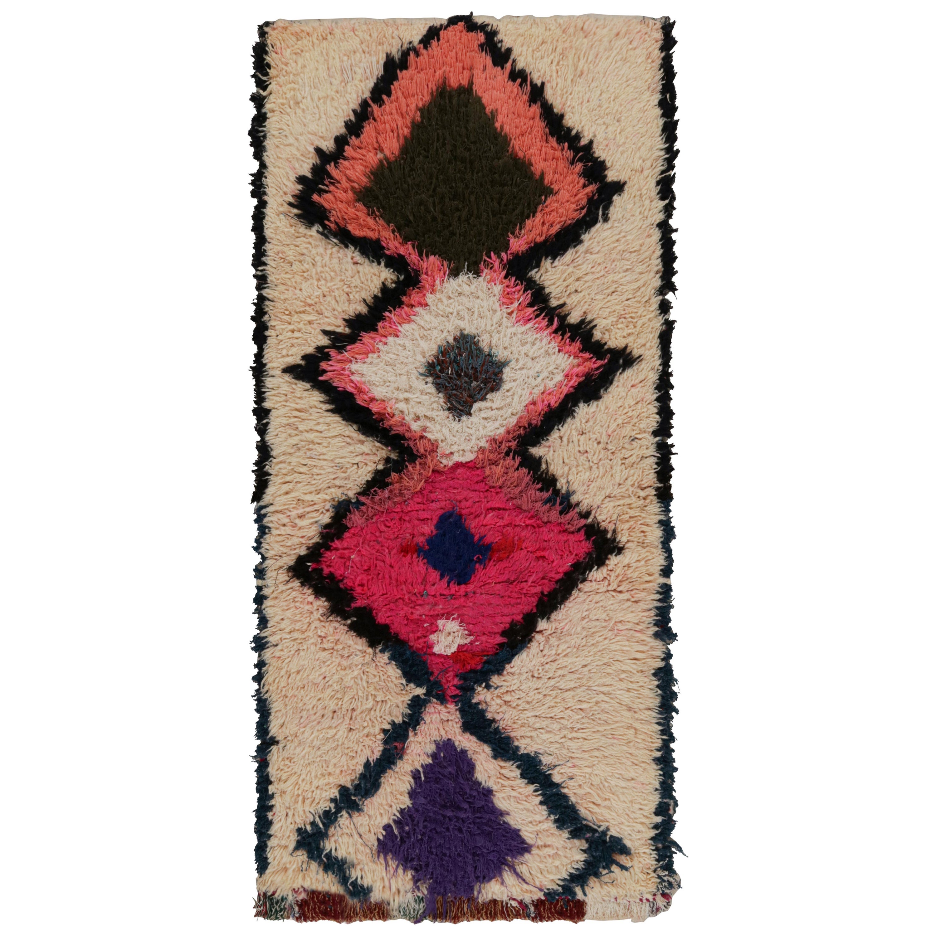 1950s Azilal Moroccan style runner in Beige with Patterns by Rug & Kilim For Sale
