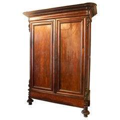 Antique 19th Century Spanish Cupboard with Doors and Drawers in Rosewood and Lemonwood