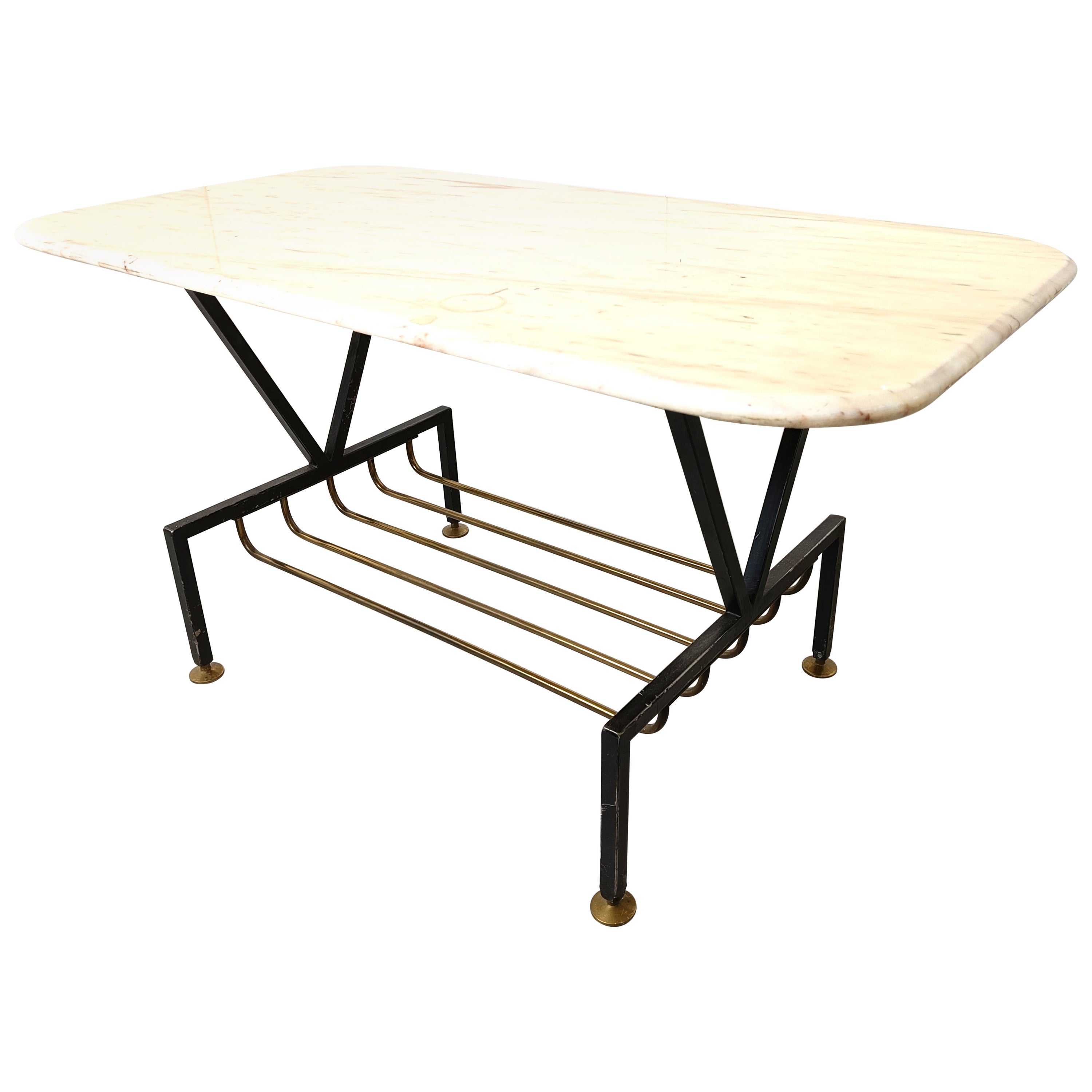Vintage italian marble coffee table, 1950s For Sale